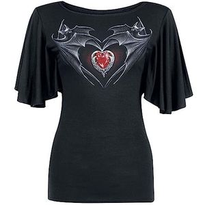 Spiral Bat's Heart T-shirt zwart S 95% viscose, 5% elastaan Everyday Goth, Gothic