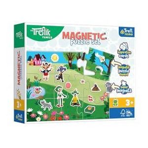Trefl - Magnetische puzzels met kleurrijke magneten, scène-inspiratiekaarten, Treflik-familie, voor kinderen vanaf 3 jaar, dag (93166)