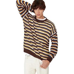 Trendyol Man oversized basic trui met ronde hals, zeer kleurrijk, M, Zeer kleurrijk, M