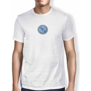 Green Fish, Basic T-shirt voor heren, 100% katoen, regular fit, Digital Icon Printed, maat: M, kleur: wit, wit, M