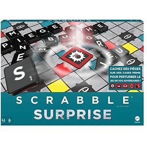 Scrabble HLM16 Familieletterset met baksteenvallen, gezelschapsspel, delicate-baksteen, presentatiestandaard en tassen voor bakstenen, vanaf 10 jaar