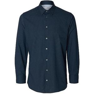 SLHSLIMSOHO-Detail Shirt LS NOOS, Navy Blazer/Aop: aop, L