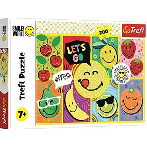 Trefl - Smiley World, Vrolijke Smiley - Puzzel 200 Stukjes - Glimlach, Emotes, Kleurrijke Puzzels met Fruit, Creatief Entertainment, Plezier voor Kinderen vanaf 7 jaar