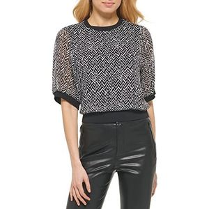DKNY dames overhemd, zwart/ivoorkleurig, L