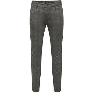 Only & Sons heren Chinobroek Onsmark Check Pants Hy 9887 Noos, Slate Black, 30W / 34L