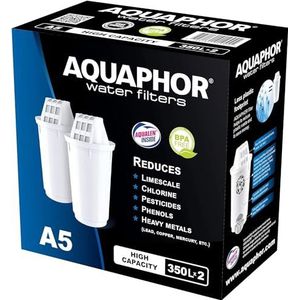 Aquaphor Filterpatroon A5 Pack 2 - met Aqualen-technologie, tegen kalk, chloor en andere stoffen in stroomwater, compatibel met modellen Provence, Prestige, Smile