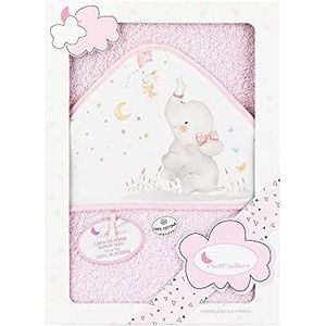 Interbaby 01227-02 baby badjas met capuchon ELEFANTE roze, roze