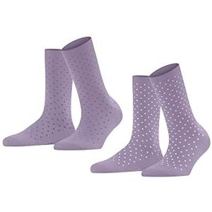 ESPRIT Dames Fine Dot 2-Pack Biologisch katoen versterkte damessokken met patroon ademend patroon bont gestippeld in 2 paar sokken, blauw (Mauve 6904), 35-38 (2-pack)