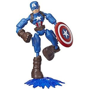 Avengers E7869 Marvel Bend and Flex Action Figure Toy, 6-Inch Flexible Captain America, Includes Accessory, Ages 4 and Up, Multicolor