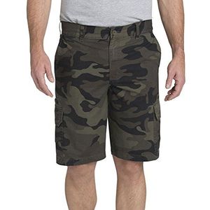 Dickies Relaxed Fit 11 Inch Lichtgewicht Ripstop Cargo Short voor heren, Stonewashed Mos/Zwart/Groen Camo V1, 56