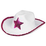 Boland 54376 Rodeo Star-hoed, roze-wit, voor volwassenen, cowboyhoed met pailletten, cowgirl, carnaval, Halloween, themafeest