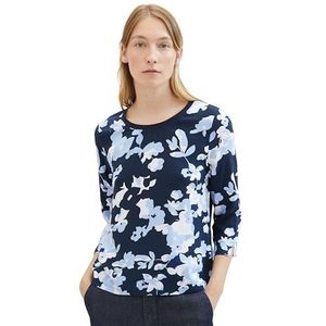 TOM TAILOR T-shirt voor dames, 34757 - Blauwe Geometrische Print, 3XL