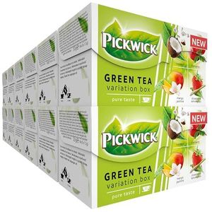 Pickwick Green Tea Variatie - Groene Thee met de Smaken Kokos - Cranberry - Mango & Jasmijn en Aardbei Citroengras (240 Theezakjes - 100% Natuurlijk) - 12 x 20 Zakjes