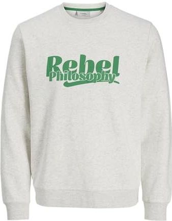 JJ REBEL - Jrebrakim - Sweatshirt - Wit-grijs - Ronde Hals - Heren