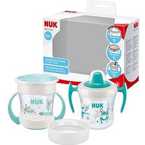 NUK Mini Cups 3-in-1 drinkbekerset Mini Magic Cup en Trainer Cup Lekvrije 360° drinkrand vanaf 6 maanden Praktische handvatten BPA-vrij 160 ml 2 stuks