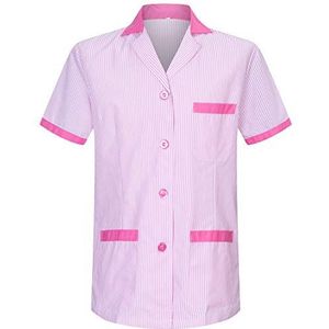 MISEMIYA - Medisch hemd unisex verpleegkundige uniform laboratoriumreiniging esthetiek tandarts gezondheidszorg gastronomie W820, Roze, S