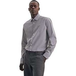 Seidensticker Zakelijk overhemd voor heren, shaped fit, strijkvrij, kent-kraag, lange mouwen, 100% katoen, blauw (donkerblauw 19), 42