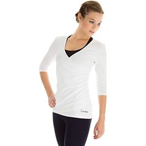 Winshape WS3 damesshirt met 3/4 mouwen, wikkellook, fitness, yoga, pilates, vrije tijd