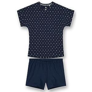 Sanetta Meisjespyjama kort donkerblauw stippen allover | Hoge kwaliteit en comfortabele katoenen pyjama voor meisjes Pyjama set meisjes, blauw, 152 cm