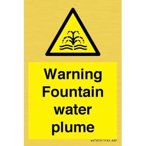 Waarschuwing fontein water pluim bord - 50x75mm - A8P