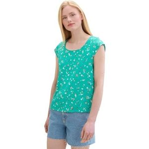 TOM TAILOR Denim T-shirt voor dames, 36086 - groene bloemenprint, S