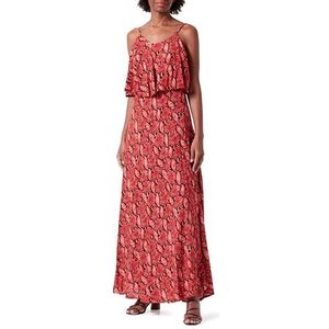 LYNNEA Dames maxi-jurk met slangenprint 19222834-LY02, rood slang, M, Maxi-jurk met slangenprint, M