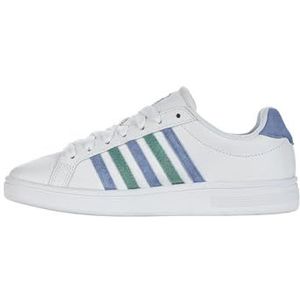 K-Swiss Court Sneakers voor dames, White Ashleigh Blue Beryl Green, 41.5 EU