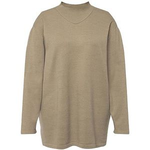 Ulla Popken Dames, geribbelde opstaande kraag, lange mouwen pullover, mauve, 42/44 NL