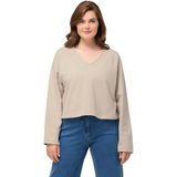 Ulla Popken - Gestructureerd Kort Sweatshirt - Ivoor - Dames