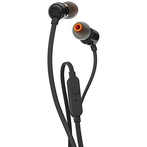 JBL T110 universele in-ear hoofdtelefoon met afstandsbediening en microfoon, zwart