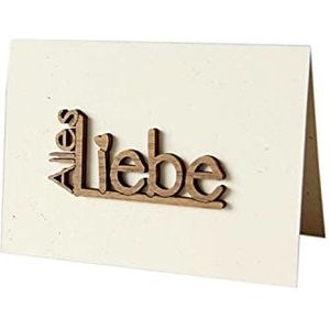 Originele houten wenskaart - papieren kaart met opschrift van echt hout in noten""Alles Liebe"", ansichtkaart, cadeaukaart, vouwkaart, kaart, verjaardagskaart