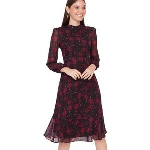 Trendyol Rechte midi-jurk voor dames, lange mouwen, voor overdag en 's nachts, roze, 36