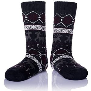 Heren Fleece Gevoerde Gezellige Extra Dikke Slipper Sokken Winter Antislip Fuzzy Thuis Slapen Kousen, Donkerblauw, One Size