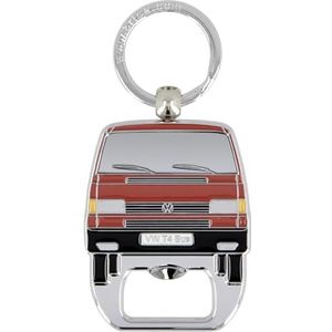 BRISA VW Collection - Volkswagen Sleutelhanger Ring Sleutelhanger Accessoire Sleutelhouder met Flesopener in T4 Bus Campervan Design (Rood)