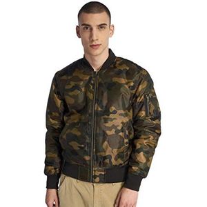 Urban Classics Heren Camo Basic Bomber Jacket Jacket Jacket, camouflage-motief (Wood Camo), S