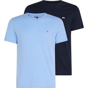 Tommy Jeans Heren TJM XSLIM 2PACK Jersey TEE EXT DM0DM20687 Overige Tops, Blauw (Sugarplum Blue/Dark Night Navy), XS, Blauw (Suikerpruim Blauw/Donker Nacht Navy), XS