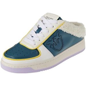 Pinko Gary Sneaker gerecycled PU, gymschoenen voor dames, BGU_wit/grijs/geel, 37 EU, Bgu Wit Grijs Geel, 37 EU