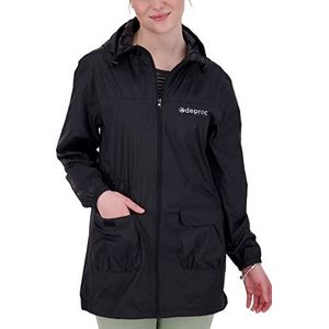 Deproc Active Lynn Regenjas voor dames, met capuchon, waterdicht, weerbestendig, windbreaker, overgangsjas, zwart, 48