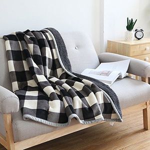 Ukeler Buffalo Geruite Deken 150 x 127 cm voor Bank - Ultra Zachte Pluche Flanellen Fleece Sherpa Sprei Bed Plaids voor Kinderen en Volwassenen