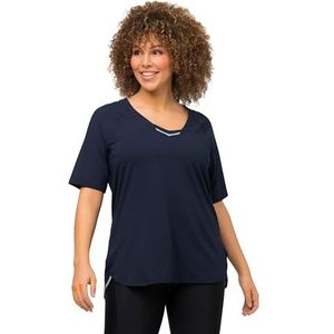 Ulla Popken, Dames, grote maten, T-shirt, uv-bescherming 50+, marineblauw, 62/64 NL