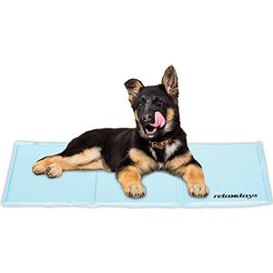 Relaxdays koelmat hond, 50 x 90 cm, gel, schoonmaken met vochtige doek, verkoelende mat voor huisdieren, lichtblauw