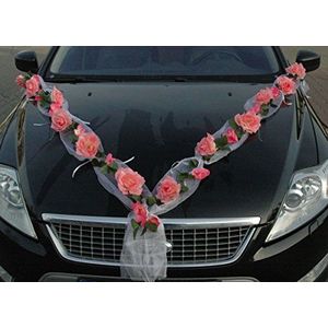 Rozen slinger bruid paar roos decoratie autoversiering bruiloft auto auto huwelijk ® auto decoratie auto (rose orchidee roze/roze)