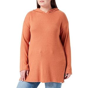 TOM TAILOR Denim Dames T-shirt met lange mouwen en capuchon 1032812, 30345 - Rusty Amber Melange, M