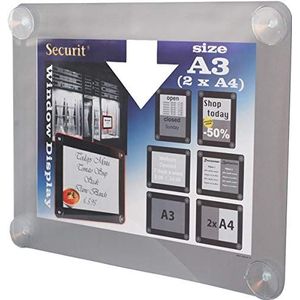 Securit Window krijtbord A3 met zuignappen A3 UV Resitent - dubbelzijdig -grijs