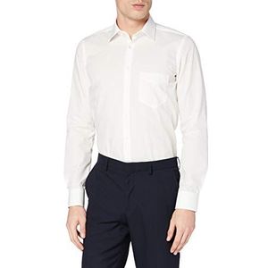 Pure - Overhemd - Ecru - 100% Katoen - Lange Mouw - Kent Kraag - Poplin - Met Borstzak