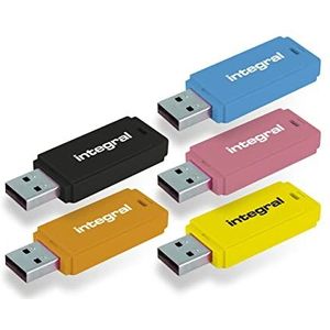 Integral 64 GB Neon USB 2.0 Flash Drive 5-Pack (Zwart/Roze/Geel/Oranje/Blauw)