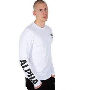 ALPHA INDUSTRIES Heren Sleeve Print Heavy Ls T-shirt, wit, XXL