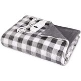 Navaris XXL elektrisch poncho deken - Met 3 warmtestanden, timer en automatische uitschakeling - Wasbaar verwarmingsdeken van 130x180 cm - Grijs/wit