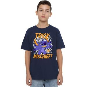 Lilo & Stitch Trick or Mischief Unisex Kids T-shirt, marineblauw, 9-10 jaar, marineblauw, 9-10 jaar