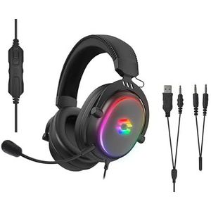 Speedlink CONUX - RGB Gaming Headset bedraad met microfoon voor PC PS5/PS4/ Xbox Series X/S/Switch, RGB-verlichting, met kabel 3,5 mm aansluiting, Y-adapter, zwart